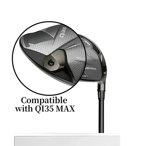 Game Changing Heavy Tungsten Driver Weights For Taylor Made Qi35 Max Golf Clubs shown on driver head with M4 pitch installation.