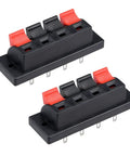 4 Way Spring Push Release Speaker Terminal Block Socket With 4 Pins And 4 Positions, Red Black Polarity, Spring Loaded Connector