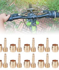 10 Piece Copper Alloy CNC Machined Bike Hydraulic Brake Hose Kit With Olive Connectors For Magura Barb And Olive Disc Brake System Durable High Performance Line Set For Easy Fit And Long Life, shown with bike handlebars