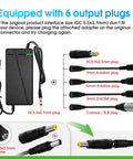Premium Rock Solid 58.8 Volt 5 Amp Lithium Battery Charger With Hella Fast Quick Charge Circuit, with six output plugs and adapters.