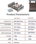 Manual Solder Paste Screen Printer For PCBs With 80mm Scraper showing product dimensions and specifications chart