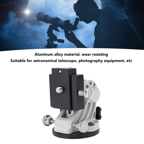 Rock Solid Aluminum Latitude Adjustment Base For Equatorial Mounts, 0 To 90 Degree Wedge With Leveling Bubble; telescope in background