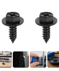100 Piece Car Body Screw Kit With Integrated Flange Head For Wheel Well Liner And Bumper Cover, Vibration Resistant Auto Body Fasteners, Stable Thread Forming For Easy Disassembly And Reassembly For Your Daily Driver. Black flange-head auto body screws