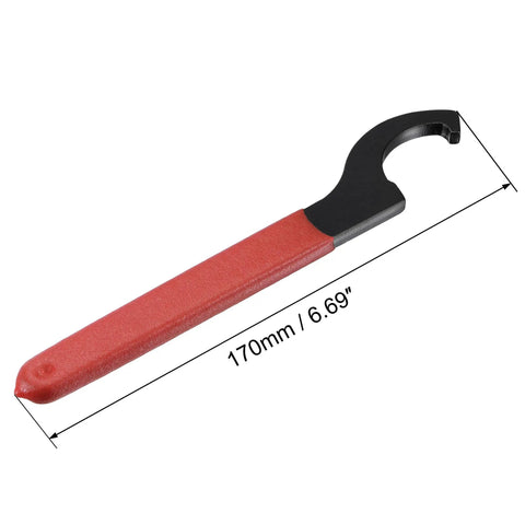 Pro Grade C Hook Spanner Wrench Collet Chuck Set For 38-42mm Round Nuts, 170mm Length, carbon steel red handle
