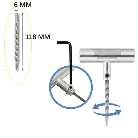 4 Pack Tire Reamer Drill Bits Probes For Puncture Repair Needle Attachments Replacement for Tire Plug Kits, 6x118 mm