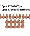 20 Piece Plasma Cutter Tips And Electrodes Set For 375 Xtreme Spectrum Torches ICE-25C ICE-27C ICE-27T, shown with tips and electrodes.