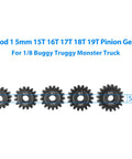 Mod 1 Hardened Steel RC Motor Pinion Gear Set 5-Pack for 1/8 Scale RC Cars, 5mm Shaft, Includes 15T 16T 17T 18T 19T