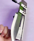 Rock Solid Knife Jig For Belt Grinder Sharpening With Double Arm Grip And Rust Proof Stainless Steel Build to secure knife for accurate sharpening.