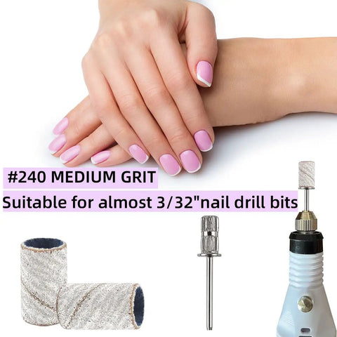 100 Pcs 240 Grit White Sanding Bands For Nail Drill Bit 0.31 In Diameter Extreme Fine Grit Sanding Belts and nail drill bit tools
