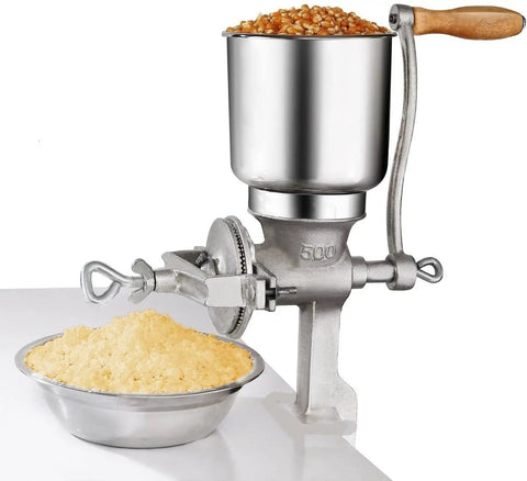 Manual Cast Iron Grain Grinder with Hand Crank for Wheat Corn Nuts and Seeds Fresh Ground 1 lb per minute Durable Kitchen Mill