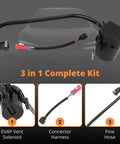 3 in 1 Complete Kit showing EVAP Vapor Canister Vent Purge Valve Solenoid Replacement For GM SUVs And Trucks with harness and hose