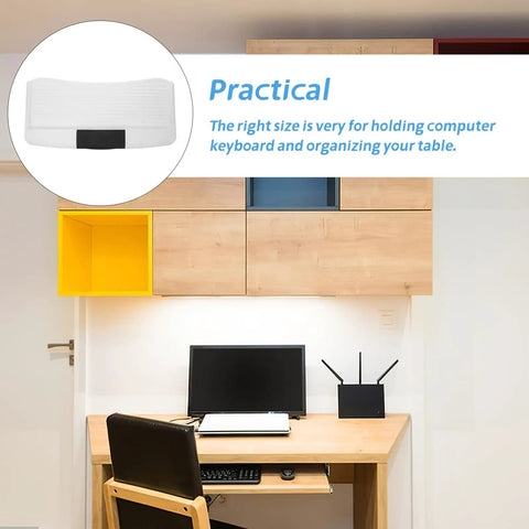 Premium Under Desk Keyboard Tray With Dead Simple Pull Out Shelf And Swivel Mouse Dock Plus Quick Grab Pen Pocket For Zero Hassle Clutter Free Home Office Setup on a desk with computer.