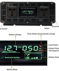 Badass 10000W Power Inverter Transforms 24V 48V 60V Batteries Into 110V 220V AC Output Featuring A Slick LCD Display with sockets and readout.