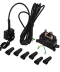 Heavy Duty 12V 250A Winch Solenoid Relay Contactor With Rocker Thumb Switch Handlebar Control Kit components laid out