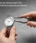 Dual Fork Spring Bar Tool For Watches With Pin Removal Tweezers, Fast Strap Swaps And Link Removal, Black Finish Band Adjuster Kit