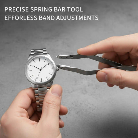 Dual Fork Spring Bar Tool For Watches With Pin Removal Tweezers, Fast Strap Swaps And Link Removal, Black Finish Band Adjuster Kit