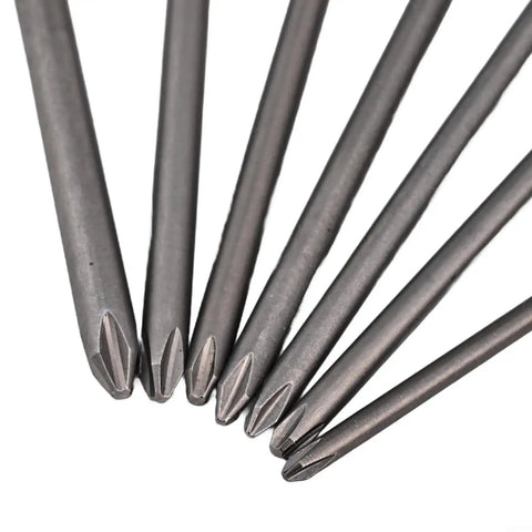 Ultra Long 7-Piece Screwdriver Bits Set PH1 PH2 With Deep Reach 200mm Extra Length Drivers For Tough Jobs 6.35mm Hex Shank Mag Head High Quality Steel Power Tool Kit That Never Gets Slipped. 7-piece steel Phillips bits, 200mm long