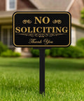 Heavy Duty No Soliciting Yard Sign With 37 Inch Adjustable Stake For Home And Biz 14 By 10 Inch Aluminum Sign 40 Mil Thick Outdoor Weatherproof Metal