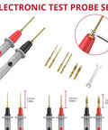 28 Piece Silicone Multimeter Leads Kit with replaceable gold plated probes and test hooks for electrical testing