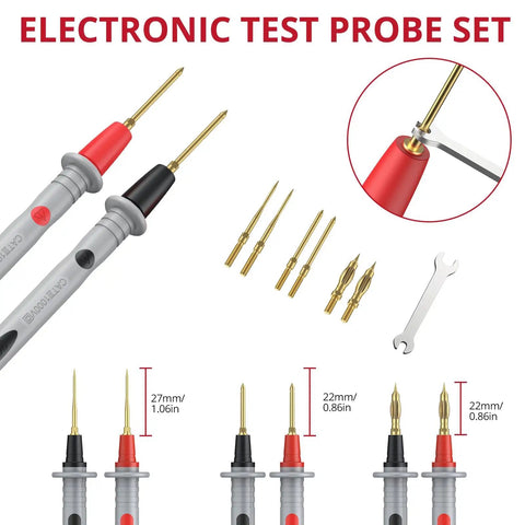 28 Piece Silicone Multimeter Leads Kit with replaceable gold plated probes and test hooks for electrical testing