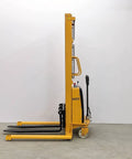 Heavy Duty Wide Leg Semi Electric Pallet Stacker Built Like A Tank With A Rock Solid 2204 Lbs Capacity And A Sweet 138 Inch Lift Height For Confined Warehouses side view showing its robust design and lifting mechanism.