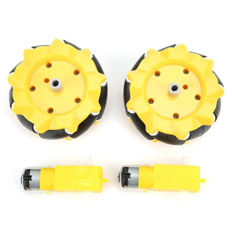 80mm Mecanum Wheel Set With TT Geared Motors For DIY Smart Car And Robot 4WD Ready Rubber Coated Wheels For Smooth Grips Easy Build Kit