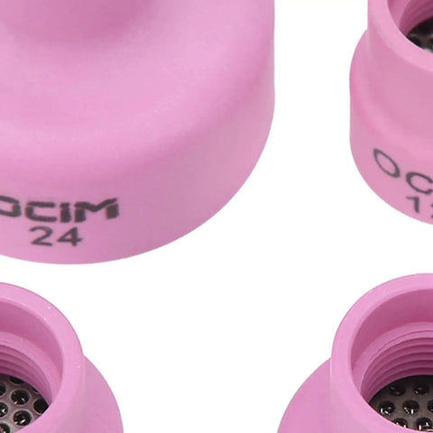 Ceramic Welding Cup Set For TIG Welding, Alumina Torch Gas Lens Kit WP 17 18 26, No 24 12 cups, pink ceramic surface