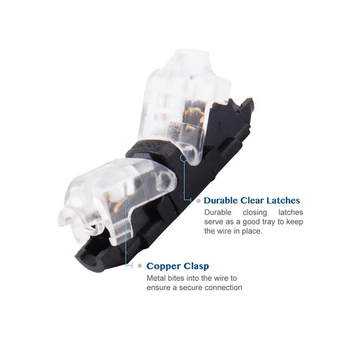 Easy Install Quick Solderless LED Wire Connector Kit For Low Voltage Wiring, I Type 1 Pin, 24-20 AWG, 12 Pack, no stripping