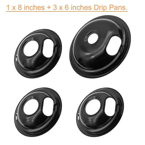 Replacement Electric Range Drip Pans And Burner Elements Set For Whirlpool Amana Maytag Stoves, showing 3 small and 1 large pan
