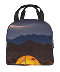 Desert Camping Print Go To Insulated Lunch Tote For Work Picnic Or Travel Reusable Oxford Cloth Lunch Box With Aluminum Foil Liner