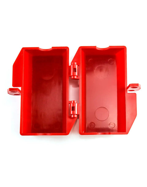 Nonconductive Polypropylene Plug Lockout Device For Lockout Tagout And Power Plugs M Size Fits 110 To 125V 30A open front view