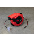 Lincoln Workhorse Heavy Duty 60 Foot Tri Tap Electric Power Cord Reel With 12 3 SJTOW, Grease Oil And Weather Resistant, red