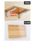 Heavy Duty Triangular Shelf Bracket Set, 2 Pack, Adjustable Wall Mounted Supports For Benches And Tables in open and closed position