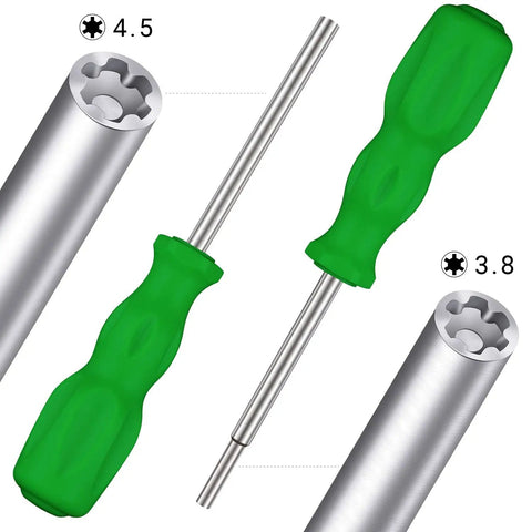Gamer's Must Have Security Screwdriver Set With 3.8Mm And 4.5Mm Bits For Nintendo, Sega Consoles And Game Cartridges, Green Handle