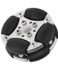 48mm aluminum alloy omni-directional wheel with black rollers for robotics, 360° rotation