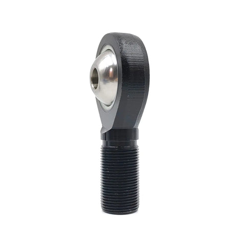 Top Shelf Male Right Hand Rod Ends 3/8 Bore 3/8-24 Threads Heat Treated 52100 Steel Heims With Black Oxide Coating showing detailed side view.