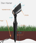 Low Voltage 12V Outdoor Landscape Lighting 6 Pack, Cast Aluminum Waterproof LED Spotlight with spike and adjustable knuckle