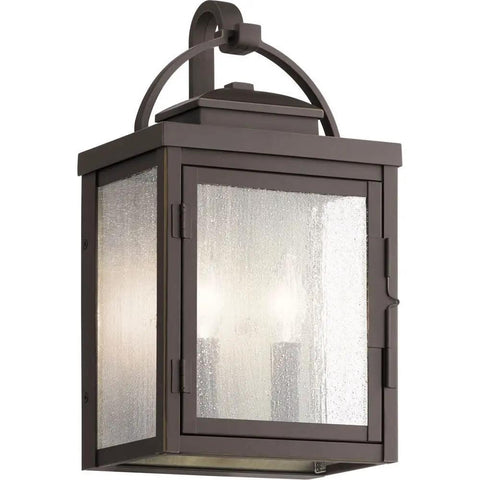 11 Inch Outdoor Wall Light With Clear Seeded Glass In Rubbed Bronze Finish, Classic Lantern Vibe For Traditional Or Transitional Homes