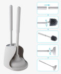 2 In 1 Toilet Plunger And Brush Set With Holder, grey compact design showing detachable brush and plunger components