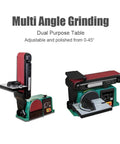 Heavy Duty 550W Electric Belt Sander And Polishing Machine With Adjustable Angle Table, dual purpose for precision grinding.