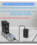 3-Battery Simultaneous Drone Charger with Digital Display for Mavic 3 Series connected to power outlet
