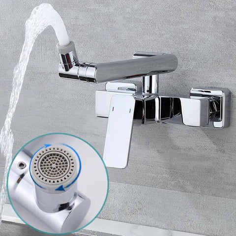 LZPHGB Black Wall Mounted Kitchen Faucet Foldable Dual Mode 360° Rotation Kitchen Sink Tap,Chrome with water flow
