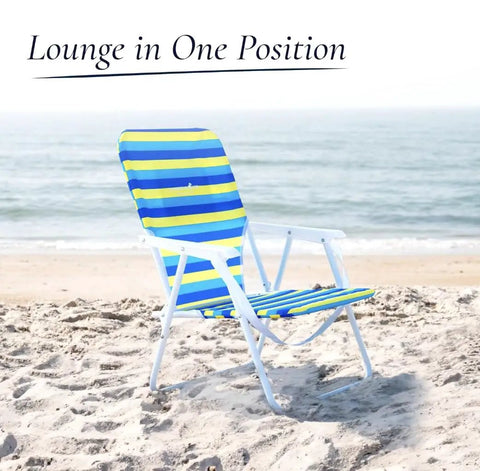 Low Seat Folding Beach Chair With Carry Strap For Easy Transport Lightweight Portable Outdoor Lounger on beach sand