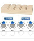 Heavy Duty Carbide Tipped Circular Saw Blade For Aluminum Composite Panels And Biscuit Joints With A Killer Sharp 6 8 Or 12 Tooth Edge For Smooth V Groove And U Channel Cuts At 95 Mm And 20mm Bore, with U-shaped and V-shaped grooves shown.