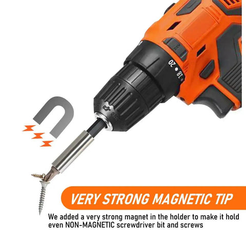 Strong Magnetic Extension Bit Holder One Quarter Inch Five Pack Hex Shank Screwdriver Bit Driver Set With Portable Case Magnetic Bits Holder For Holding Bits And Screws Quick Pick Up So Screws Do Not Drop