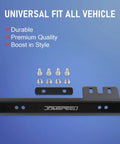 Rugged 6061 Billet Aluminum Front Bumper License Plate Relocator Bracket Mount Bar on blue background with screws.
