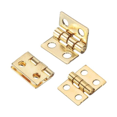 100 Pcs Mini Brass Hinges For Cabinets And DIY Projects, Gold Finish Small Butt Hinges 0.4 By 0.3 Inch, Ideal For Jewelry Boxes, Wooden Boxes