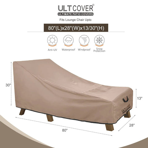 Waterproof Patio Lounge Chair Cover Set Heavy Duty Outdoor Chaise Lounge Covers 2 Pack 80L X 28W X 30H Inches Weatherproof