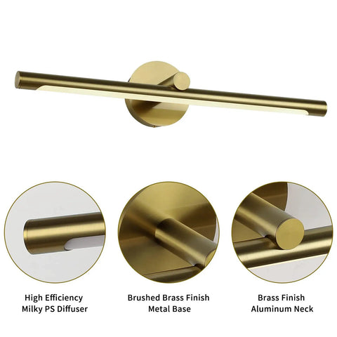 Brass Picture Light For Paintings 24.21 Inch Slim Gallery Bar LED Artwork Lighting 14W (70W Eq), Hardwired, brass finish