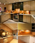 Modern kitchens illuminated by G8 Halogen Under Cabinet Light Bulbs 20W 120V Replacement Pack Of 10, 2700K Warm White, 360 Degree Beam, Dimmable.